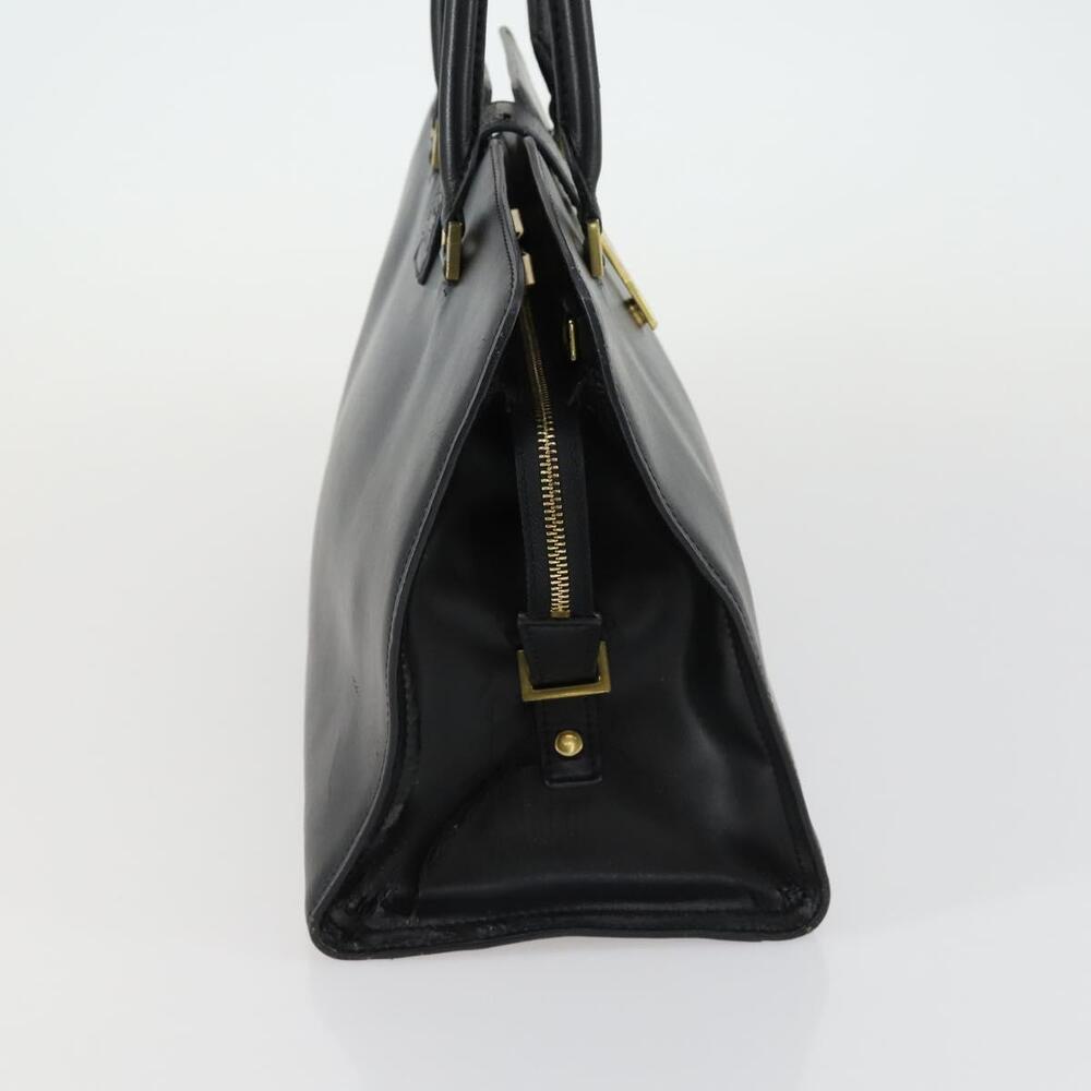 SAINT LAURENT Kabas Hand Bag Leather Black Gold Auth ki6216 - Picture 4 of 16